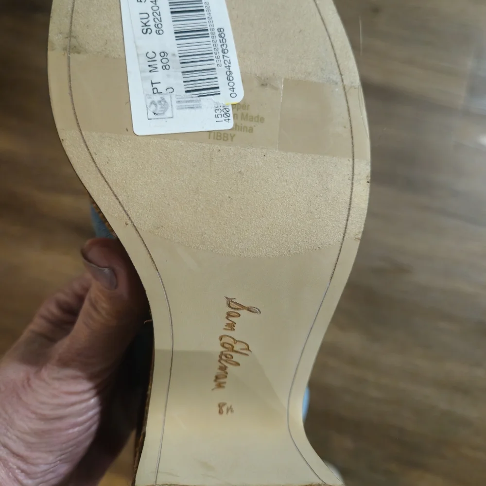 Sam Edelman Tibby Blue Denim Platform Wedge Sandals Sz 8.5 - Picture 12 of 12